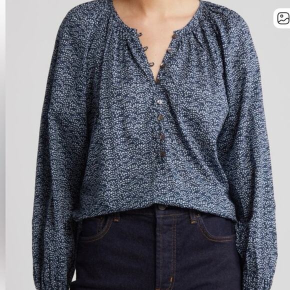 Rails Indi Print Cotton Balloon Sleeve Top in Midnight Dahlia - Picture 1 of 7